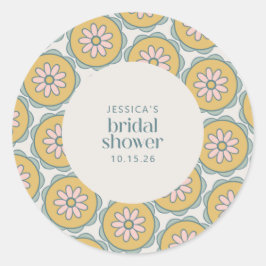 Retro Boho Mandala Blommigt Pastel Möhippa Runt Klistermärke