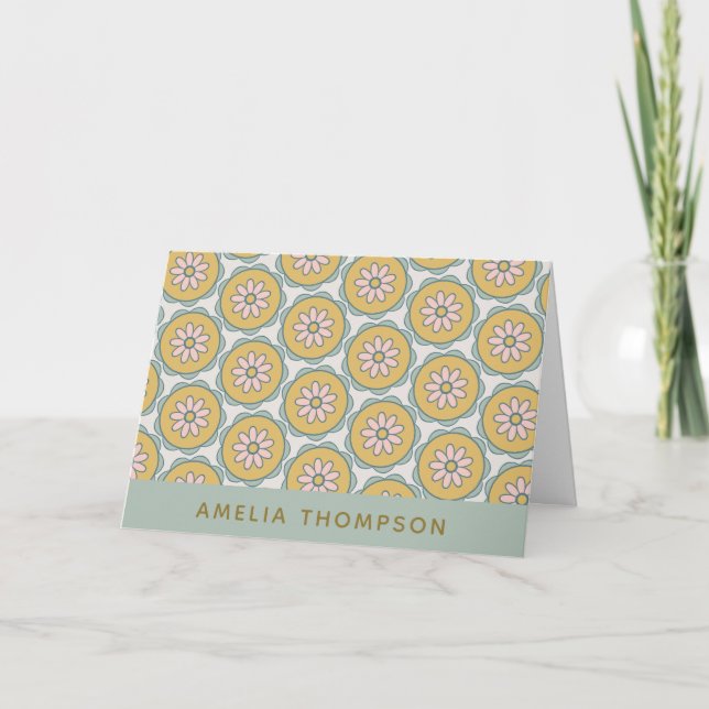 Retro Boho Mandala Flower Mönster Personlig Kort (Framsida)