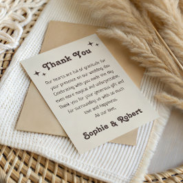Retro Boho Minimalistisk Bröllop Tack Kort