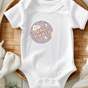 Retro Boho Moln Baby En Månads Milstolpe Runt Klistermärke