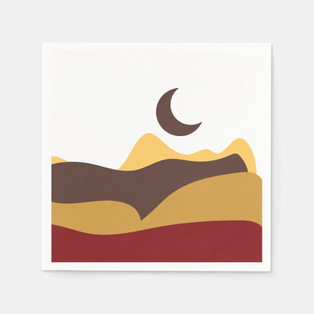 Retro Boho Moon Pappersservett (Framsidan)