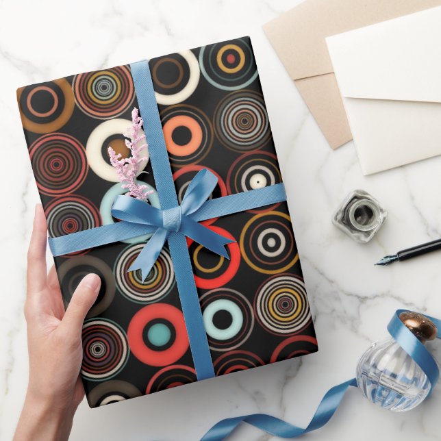 Retro Boho Multifärgad Circle Presentpapper (Gifting)