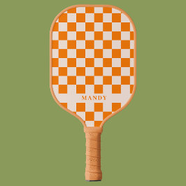 Retro Boho Orange Schackbräde Anpassat Namn