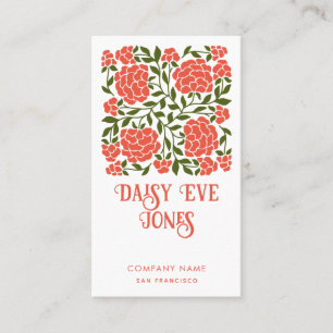 Retro Boho-Orangen och den gröna Blommigten Visitkort
