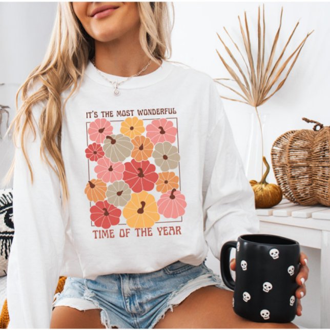 Retro Boho Pumpkins med Fall Quote T Shirt (Skapare uppladdad)