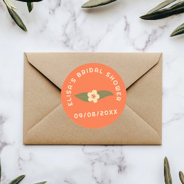 Retro Boho Rolig Blommig Anpassad Bröllopsfest Runt Klistermärke