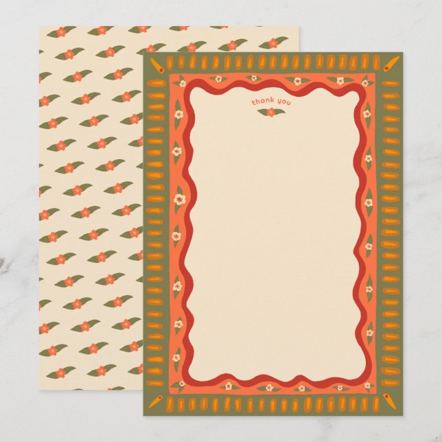 Retro Boho Rolig Handgjord SKRÄDDARSYDD Bröllopsfe Tack Kort (Fram/baksida)