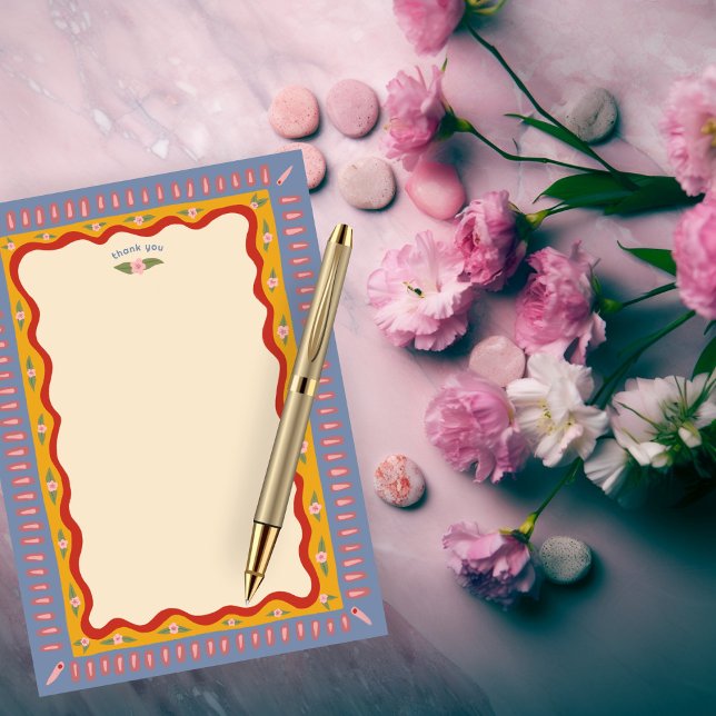 Retro Boho Rolig Handgjord SKRÄDDARSYDD Bröllopsfe Tack Kort (Retro Boho Fun Handmade CUSTOM Bridal Shower Thank You Card
)