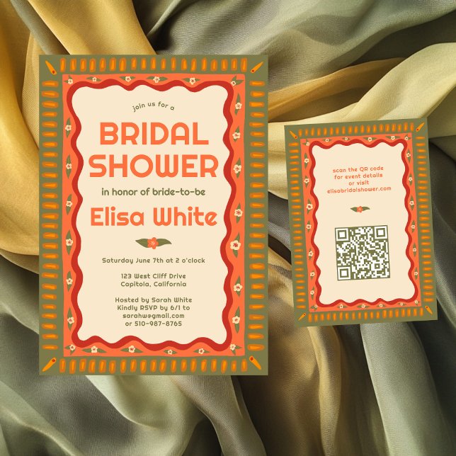 Retro Boho Roligt Handgjord SKRÄDDARSYDD Bröllopsd Tilläggskort (Retro Boho Fun Handmade CUSTOM Bridal Shower Enclosure Card
)