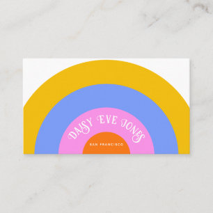 Retro Boho Rosa Guld Blue Rainbow Visitkort