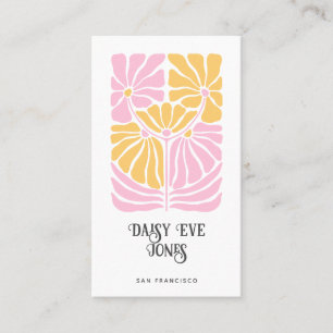 Retro Boho Rosa Guld Orange Blommig  Visitkort
