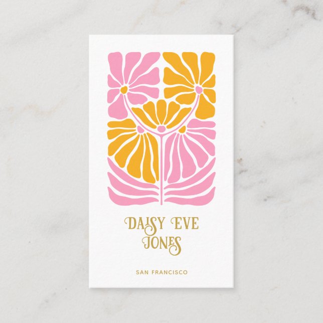 Retro Boho Rosa Guld Orange Blommigt Guld typ Visitkort (Framsida)