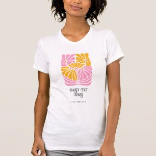 Retro Boho Rosa Guld Orange Blommigt T Shirt