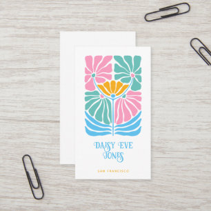 Retro Boho Rosa Guld Orange Blommigt Visitkort