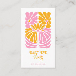 Retro Boho Rosa Guld Orange Blommigt Visitkort