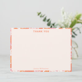 Retro Boho Rosa Orange Blommig Söt Bebis Baby Show Tack Kort