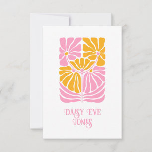Retro Boho Rosa Orange Guld Blommigt Anteckningskort