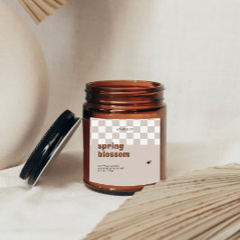 Retro Boho Rutig Soy Ljusstake Etikett