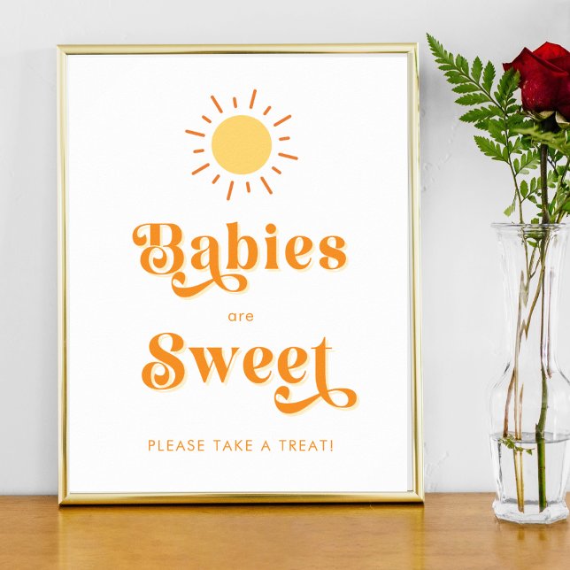 Retro Boho Sol Spädbarn är Sweet Treat Favor Sign Poster (Skapare uppladdad)