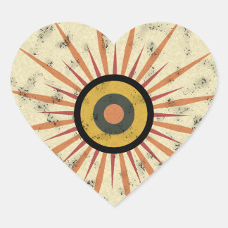 Retro Boho Solstråledesign Hjärtformat Klistermärke