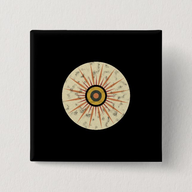 Retro Boho Solstråledesign Knapp (Framsida)