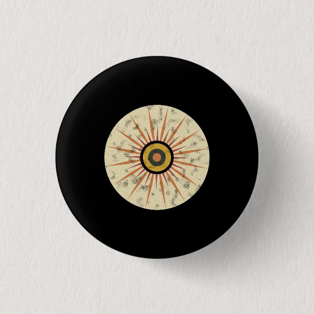 Retro Boho Solstråledesign Knapp (Framsida)