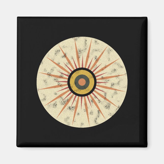 Retro Boho Solstråledesign Magnet (Framsidan)
