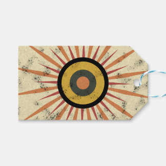 Retro Boho Solstråledesign Presentetikett