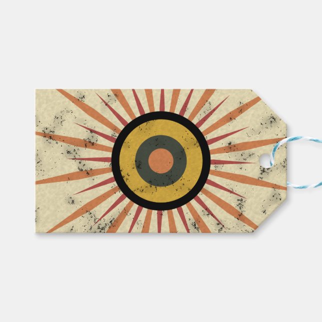 Retro Boho Solstråledesign Presentetikett (Framsidan (Horisontell))