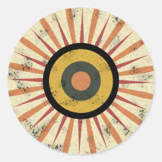 Retro Boho Solstråledesign Runt Klistermärke