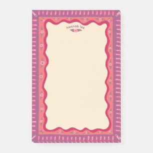 Retro Boho Söt ANPASSAD NAMN Att Göra Inköpslista Post-it Block