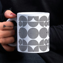 retro boho stil modern svart geometrisk mönster kaffemugg