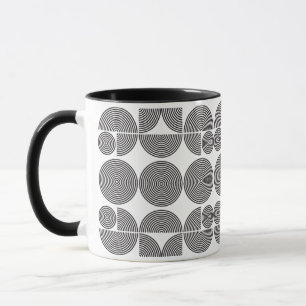 retro boho stil modern svart geometrisk mönster mugg