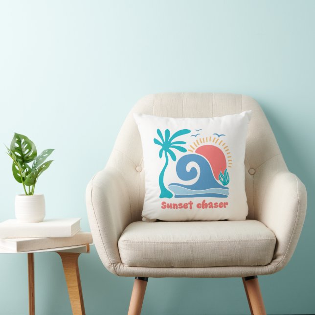 Retro Boho Summer Sunset Chaser Kudde (Stol)