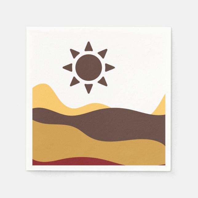 Retro Boho Sun Pappersservett (Framsidan)