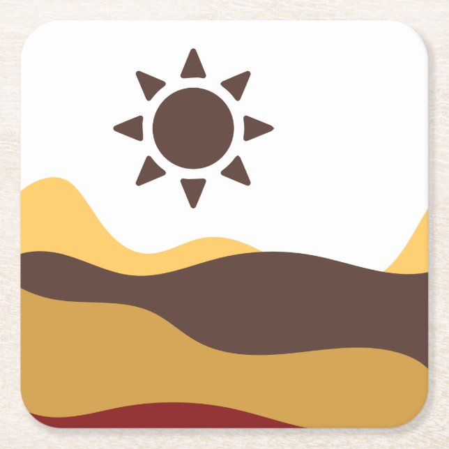 Retro Boho Sun Underlägg Papper Kvadrat (Framsidan)
