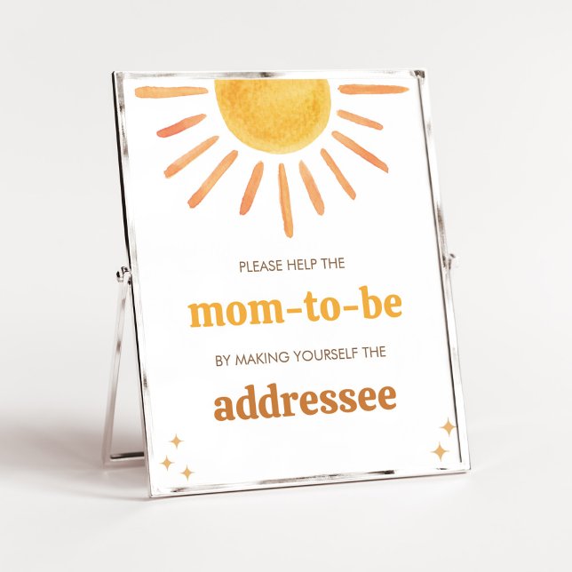 Retro Boho Sunshine Baby Shower EnUtveckla Station Poster (Boy Boho Sunshine Baby Shower Envelope Station Sign)