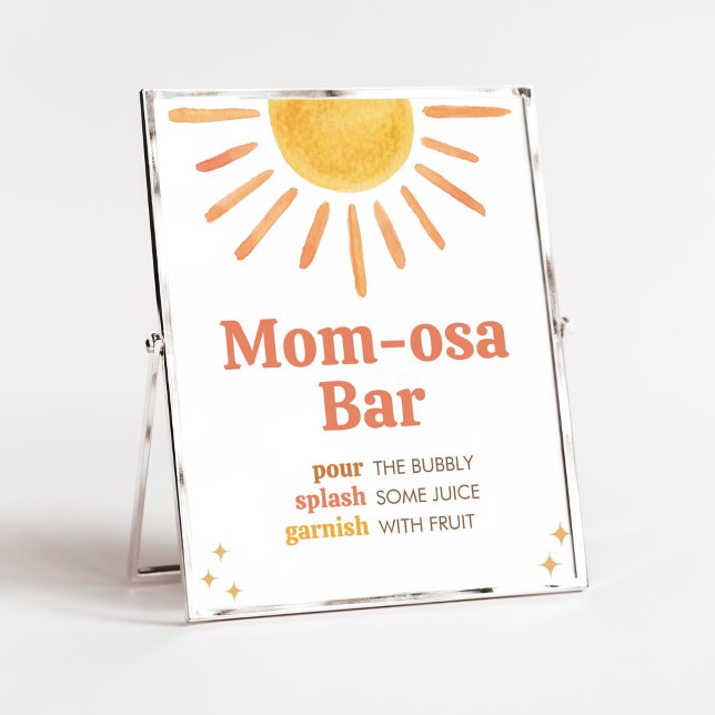 Retro Boho Sunshine Baby Shower Mamma Osa Pub Poster (Boy Boho Sunshine Baby Shower Mom Osa Bar Sign)