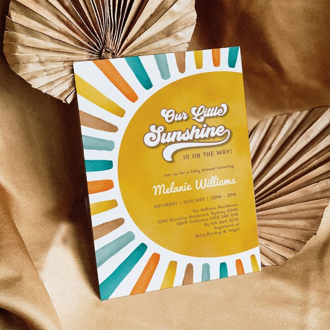 Retro Boho Sunshine Boy Shower Inbjudningar (Skapare uppladdad)