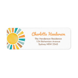 Retro Boho Sunshine här kommer hit. Returadress Etikett