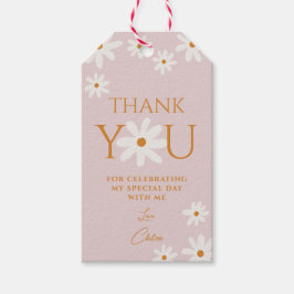 Retro Boho Tack för  Rosa Daisy Presentetikett