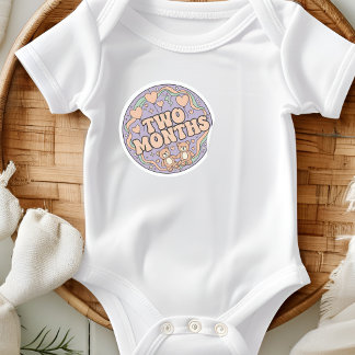 Retro Boho Teddybjörn Baby Två Månaders Milstolpe Runt Klistermärke