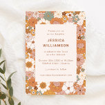 Retro Boho Terracotta Blommigt Cute Bat mitzvah Inbjudningar<br><div class="desc">Retro Boho Terracotta Blommigt Bat mitzvah inbjudan till Cute</div>
