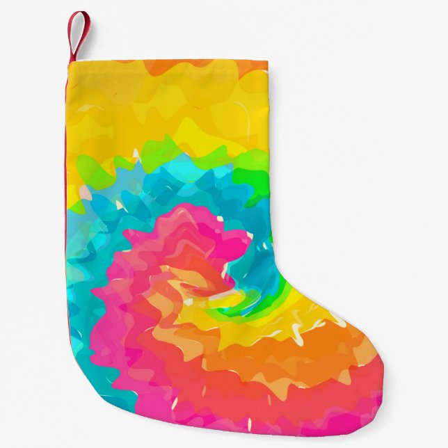 retro boho tie dye liten julstrumpa (Framsidan)
