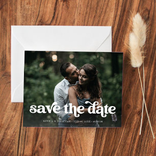 Retro Boho Typography och Photo   Spara datum