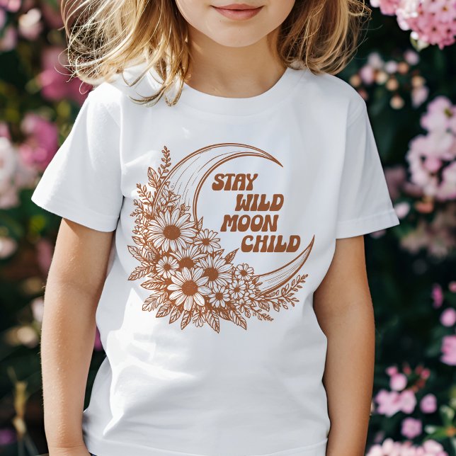 Retro Boho Vild Flower Måne Blommigt Line Art-cita T Shirt (Skapare uppladdad)