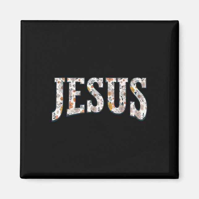 Retro Boho Vildblomma Jesus Gud Tro Religiös Krist Magnet (Framsidan)