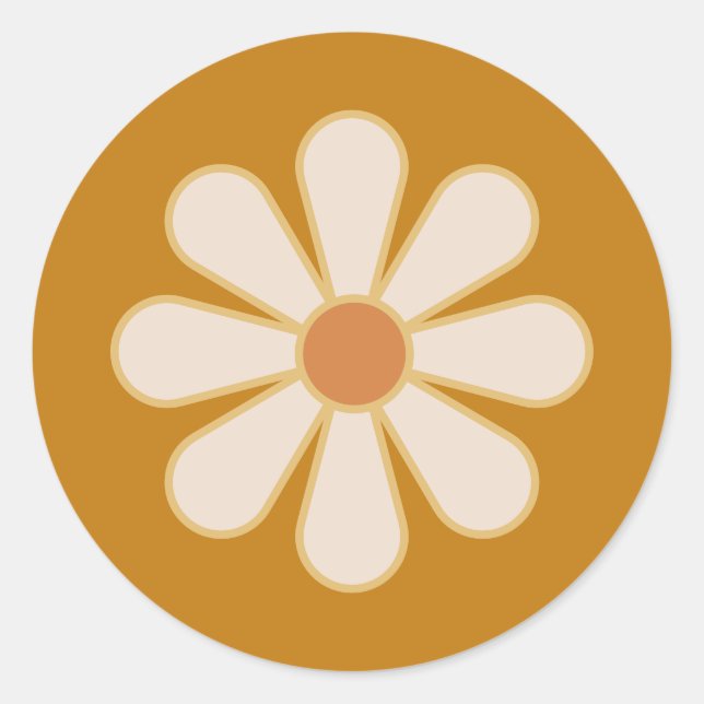 Retro Boho Vintage Daisy Runt Klistermärke (Framsida)