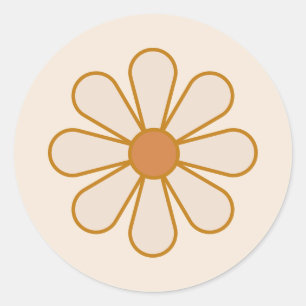 Retro Boho Vintage Daisy Runt Klistermärke