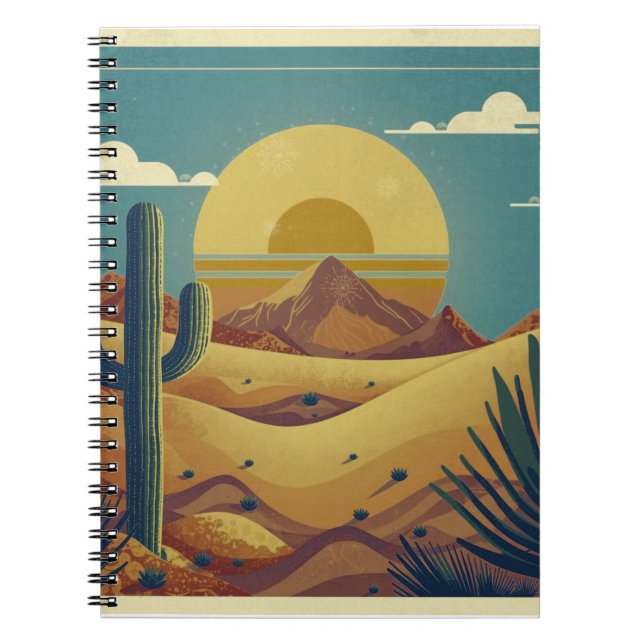 Retro Boho Vintage Style Desert Illustration Anteckningsbok (Framsidan)